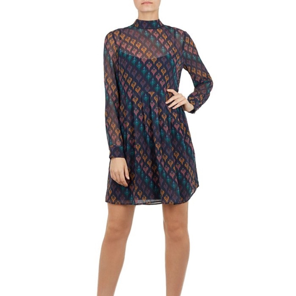 Ted Baker Colour by Numbers Allyy Heart-Print Mini Dress - size 2